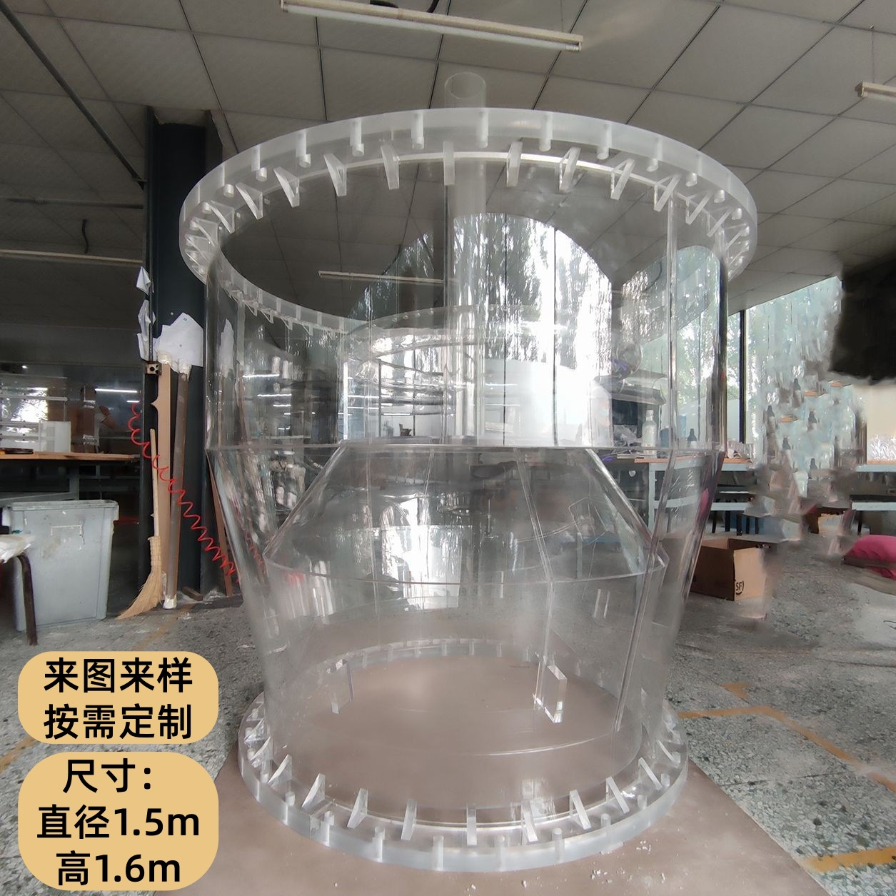 透明亚克力法兰实验圆筒试验仪器大型有机玻璃圆桶实验设备 图片 3