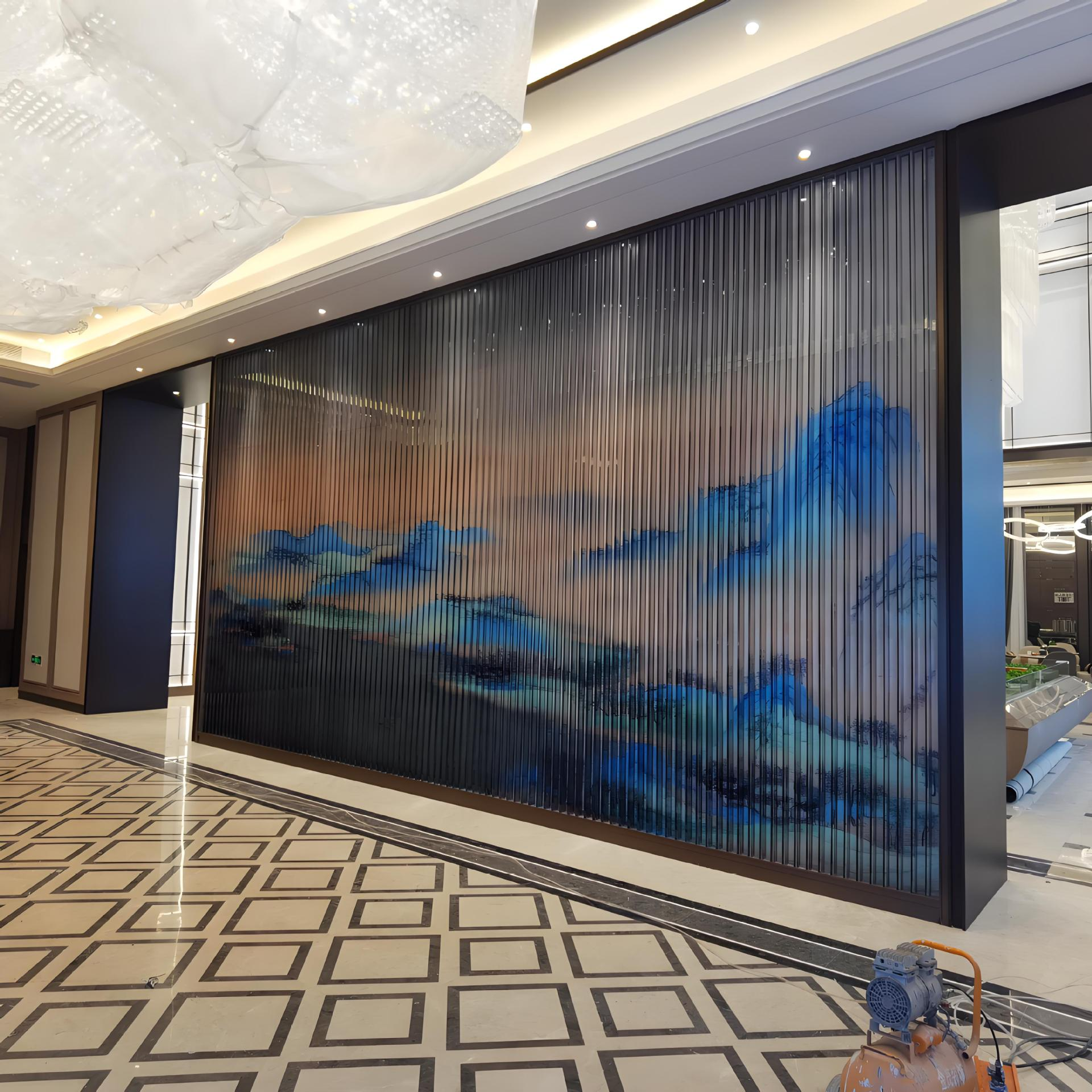 来图定制亚克力大型工程酒店会议厅千里江山背景墙亚克力装饰工程 图片 4