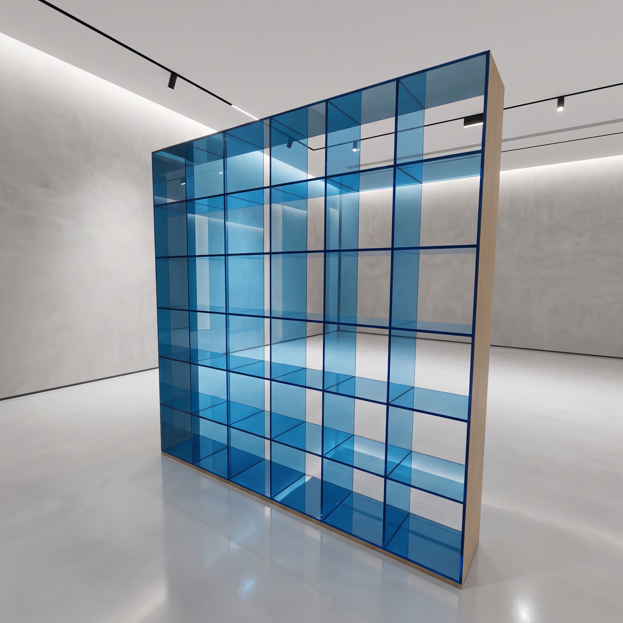 来图定制亚克力蓝色展柜大型有机玻璃多宝阁收纳藏品展示柜厂家