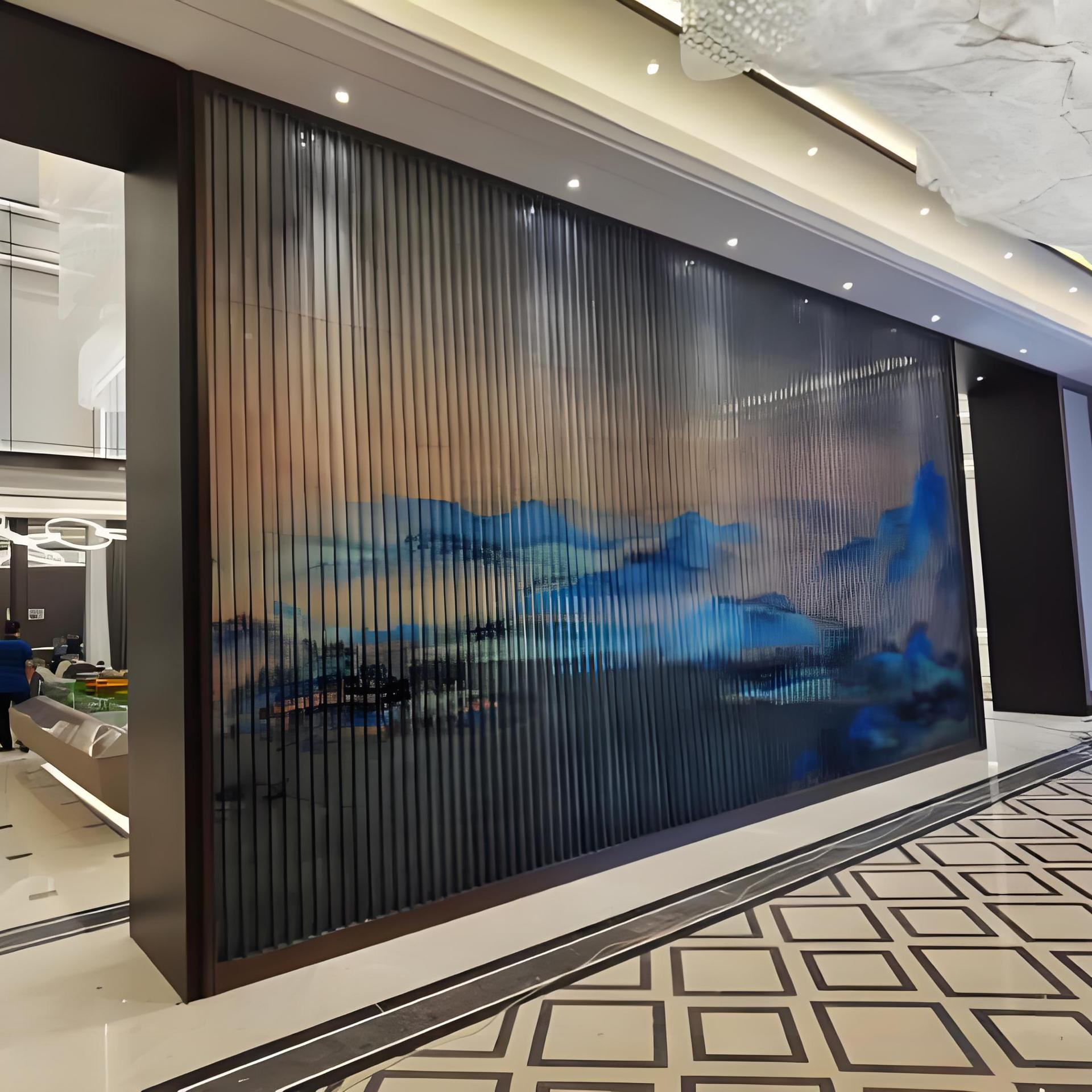 来图定制亚克力大型工程酒店会议厅千里江山背景墙亚克力装饰工程 图片 2